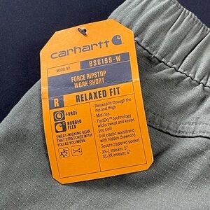 Carhartt Men's XL Relaxed Fit Force Ripstop Work Short NWT Color Military Green
